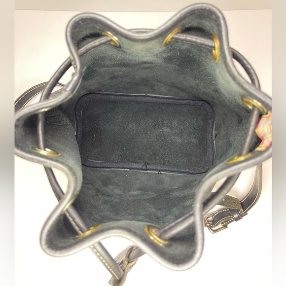 Vintage 90s Dooney & Bourke black pebbled leather drawstring bucket purse - Picture 8 of 14